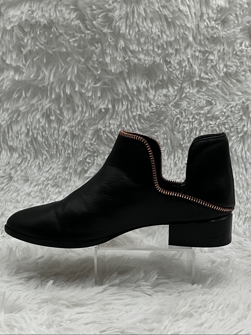 Halogen Booties Size 6 Black Leather Cutout Bootie’s with Copper Trim